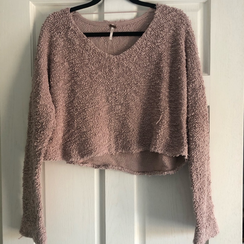 Free People purple cropped long sleeve sweater